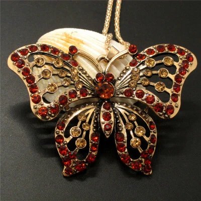 Nuevo Collar China Colgante Insecto Mariposa Lindo Cristal Marrón Regalos Vacaciones Foto 1 de 2