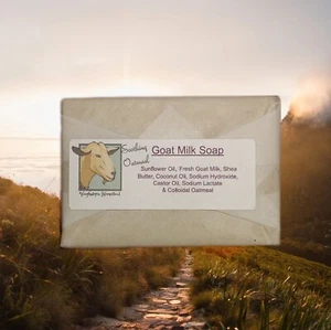 Jabón fresco de leche de cabra - avena calmante - barra hecha a mano de 3,5 oz  - Imagen 1 de 4
