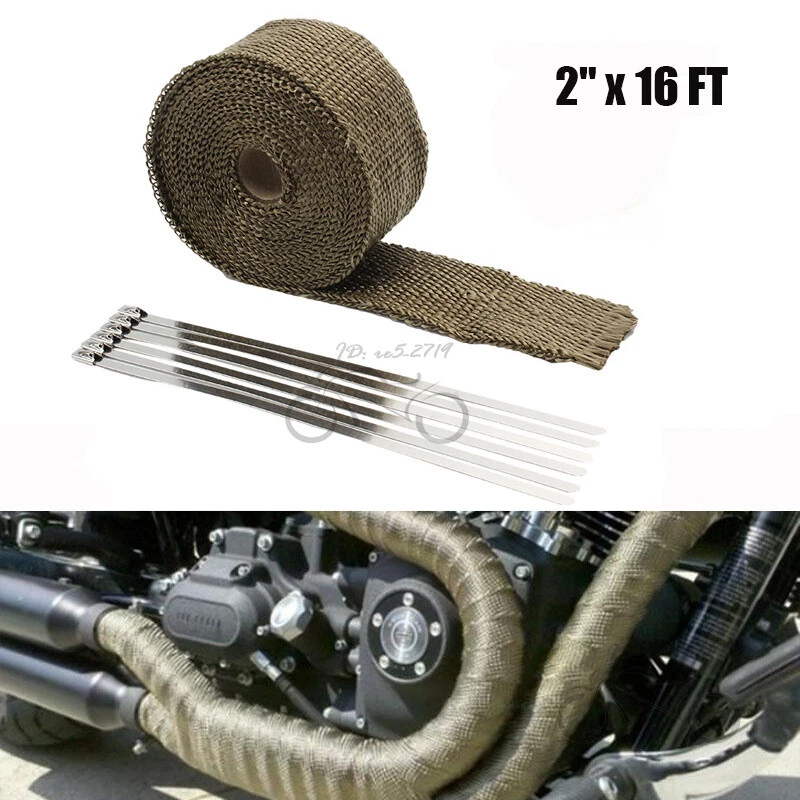 Cinta de aislamiento térmico universal para tubo de escape de motocicleta 2" x 16 pies Foto 1 de 4