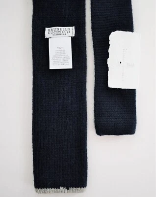 Corbata de cachemir Brunello Cucinelli tejida texturizada con ribete en contraste hecha en Italia Foto 1 de 4