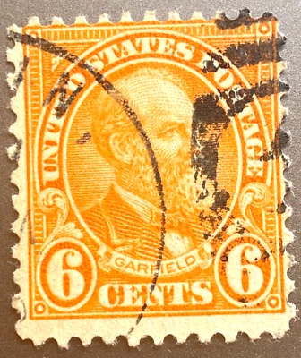 US Scott# 638, 6¢ Garfield 1927 Orange. Canceled US Stamp. NH - Image 1 of 2