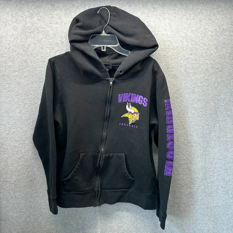 Minnesota Vikings Hoodie Womens Extra Large XL Black Full Zip Up Sweatshirt Mens Cover