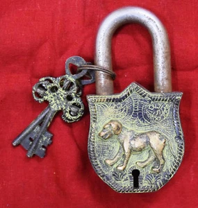 Safety Padlock Dog Design Brass Handmade Vintage Style Tricky Security Lock GK - Picture 1 of 8