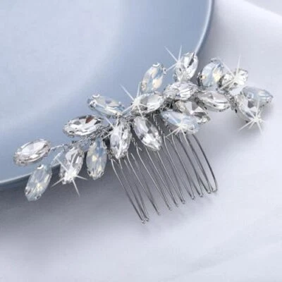  Crystal Bride Wedding Hair Comb Silver Rhinestone Bridal Hair Clip Sparkly  - Image 1 of 4