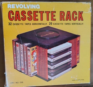 Vintage Kassetten Band Aufbewahrung Regal Karussell Halter hält 20 verpackt/32 lose Kassetten - Bild 1 von 7