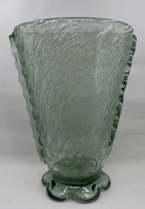 VINTAGE HAND BLOWN CONTROLLED AIR BUBBLES SEA GREEN VASE STOCKHOLMS GLASBRUK - Picture 1 of 7