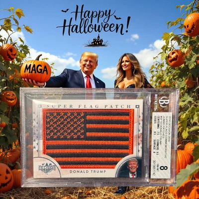 2016 DECISION First Edition DONALD TRUMP RC SUPER FLAG PATCH RC ORANGE BGS 8 - Image 1 of 2