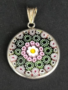Sterling Silber Glas Millefiori Anhänger gestempelt Italien - Bild 1 von 7
