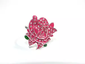 Sterling Silver Alice in Wonderland Red Rose Flower Garden Ring - Picture 1 of 9