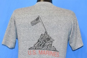 vintage 80s US MARINES SEMPER FI LOGO IWO JIMA RAYON TRI BLEND 2 SIDED t-shirt M - Picture 1 of 8