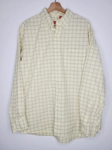 IZOD Mens Shirt Yellow Blue Double Window Pane Button Up Long Sleeve Size Large - Picture 1 of 7