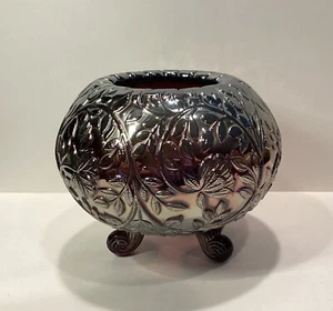 Westmoreland Amatista Negra Louisa Rose Bowl Tres Patas Alrededor de 1900 - Imagen 1 de 8