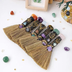Escoba de altar de bruja Wicca brujería varita punta de cristal natural piedra preciosa de Reiki - Imagen 1 de 12