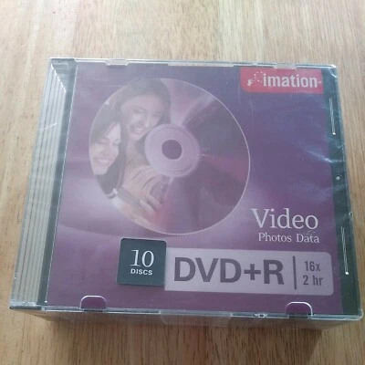 10 Pack Imation DVD+R 16X, 2 hr 120 Min, w/jewel Cases, New each Sealed - Image 1 of 3