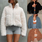 Women's Short Faux Fur Coat Warm Shaggy Jacket Winter Zip-Up Fluffy Outwear Tops
