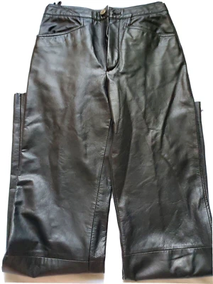 Wilsons Pantalones Máxima de Cuero Negro Talla 4~ Dobladillo Sin Acabar-Cuero Suave-Vintage-Y2K Foto 1 de 4