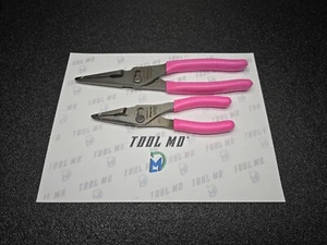 Herramientas Snap-on EE. UU. NUEVO 2 piezas ROSA INTENSO 7" y 9" nariz larga deslizables alicates para juntas LN46ACF - Imagen 1 de 19