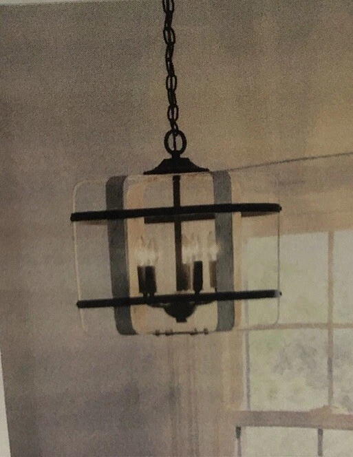 Kichler Gartin 16” 5-Light Chandelier Weathered Zinc/White Washed Wood - Image 1 of 2