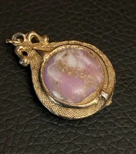 Antiguo Reloj Bolsillo Arte Victoriano Vidrio Llavero Colgante Dije Rosa - Imagen 1 de 2