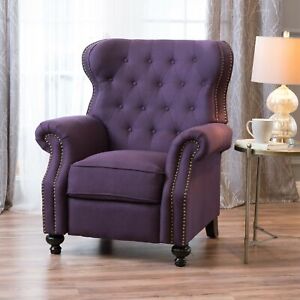 Walder Contemporary Tufted Fabric Recliner with Nailhead Trim