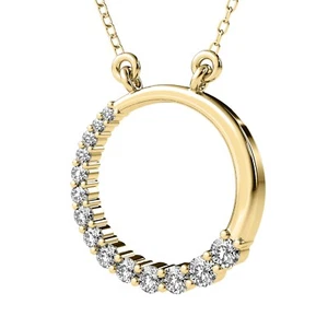 Holiday Gifts - .40 CT G VS2 Round Cut Lab Grown Diamond Circle Of Love Pendant - Picture 1 of 3