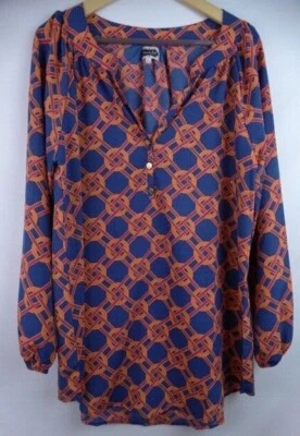 Top túnica para mujer Mud Pie talla grande 12-14 azul naranja manga larga camisa MudPie Foto 1 de 4