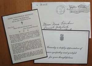 JFK JOHN KENNEDY MURDER - RARE ORIGINAL REPLY CARD BY WIDOW JACQUELINE JACKY - Picture 1 of 6