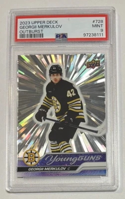 2023-24 Upper Deck GEORGII MERKULOV Young Guns Outburst PSA 9 Mint Bruins - Image 1 of 2