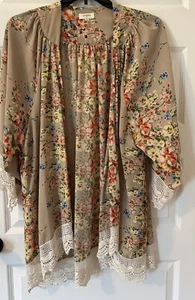 Umgee Kimono Cardigan Open Front Floral M/L Medium Large M L - Picture 1 of 3