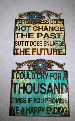 Lot Of 2 Inspirational Sentimental Metal Wall Art Sign Rhinestone Decor Gift  - Изображение 1 из 4