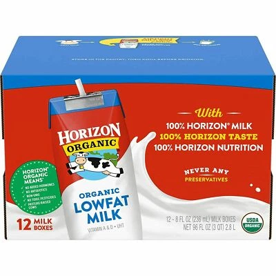 Caja de leche Horizon Organic baja en grasa 8 oz (paquete de 12) envío gratuito Foto 1 de 4