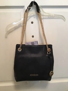 Michael Kors Jet Set Chain Medium Leder Schultertasche Schwarz Neu mit Etikett - 50% Rabatt - Bild 1 von 3