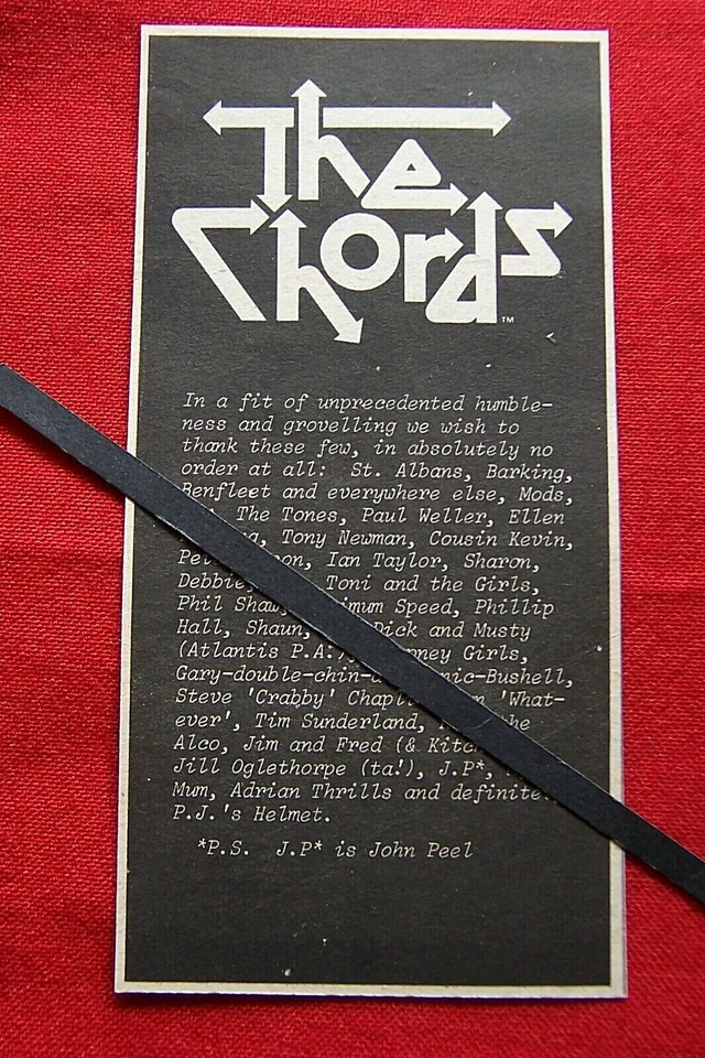 MOD REVIVAL THE CHORDS THANK YOU PRESS ADVERT1979 VINTAGE CLIPPING CUTTING - Image 1 of 1