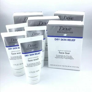 Dove Derma Series / Dry Skin Relief / Gentle Cleansing 4 Face Wash / 8 Face Bars - Picture 1 of 6