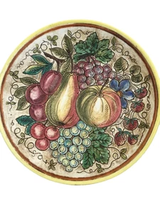 Großer alter italienischer Graffito Obst handbemalt Kunstkeramik Wandteller 12 Zoll - Bild 1 von 7