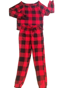 Bluivy Young modern Pyjama Lounge Set Buffalo kariert rot schwarz S weich gebraucht, in einwandfreiem Zustand - Bild 1 von 5