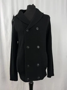 Mens D-Struct peacoat cardigan knit Black Acrylic Large 40 in - Picture 1 of 23
