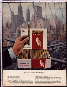 1963 Gufo Bianco New Yorker Sigari Tabacchi Mano Città Grattacielo Pubblicità Stampa Vintage - Foto 1 di 1