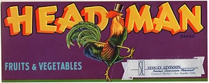 *Original* HEAD MAN Dancing Rooster Cock TOP HAT Fruit Crate Label NOT A COPY! - Picture 1 of 1