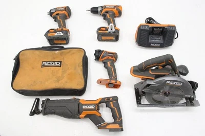 Ridgid Tools 18v Cordless 5 PCS Combo Set R96255 W/Carrying Bag - Image 1 of 4