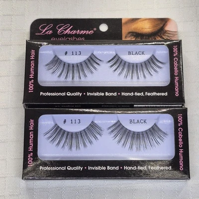 La Charme Human Hair Black EyeLashes (2 Pair) #113 New Reusable Lashes  - Image 1 of 4