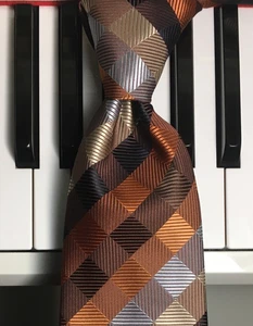 ALEXANDER JULIAN - COLOURS/ Powerful Plaid Polyester Tie in Awesome Autumn Tones - Picture 1 of 9