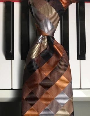 ALEXANDER JULIAN - COLOURS/ Powerful Plaid Polyester Tie in Awesome Autumn Tones - Image 1 of 4