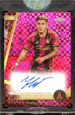 2024 Topps Chrome MLS Thiago Almada Atlanta United Pink Prism Ref Auto /99! - Image 1 of 2