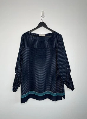 Loft by Ann Taylor Longline Blouse Top Shirt Tunic Layering Roll Tab Sleeve XL - Image 1 of 4