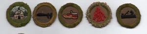 Group #1,  Lot of 5 Merit Badges, Type A-C (1911-1940), Cut Down to Round - Picture 1 of 1
