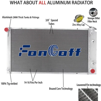 3 Row Radiator For 1977-1992 1991 Cadillac Brougham;Fleetwood;DeVille Pontiac US - Image 1 of 4