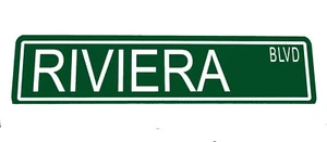 Letrero de calle de metal personalizado ""Riviera Blvd"" coche garaje hombre cueva 42109 - Imagen 1 de 1