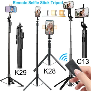 Supporto telefono treppiede selfie stick telecomando wireless portatile per iPhone e Samsung - Foto 1 di 25