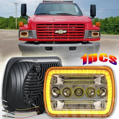 Fit Chevy Kodiak C4500 C5500 2003-2009 5x7''7X6'' LED HEADLIGHT HI-LO BEAM w/DRL - Image 1 of 4